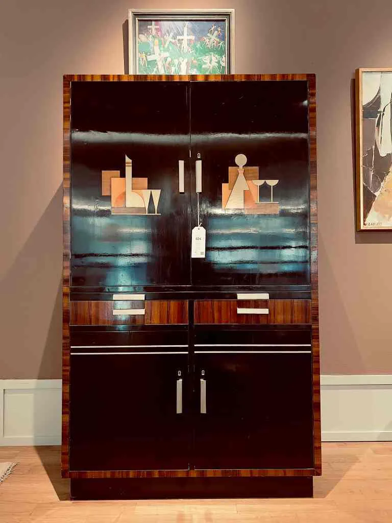 STEN BLOMBERG. Cabinet, firm David Blomberg, early 1930s, black lacquered wood with inlays