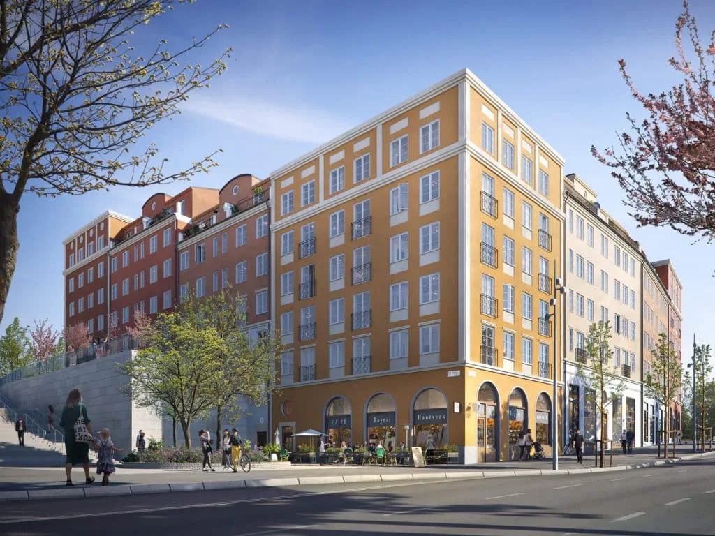 Blivande stadsbild på kvarteret Nacka Grace av Wallenstam